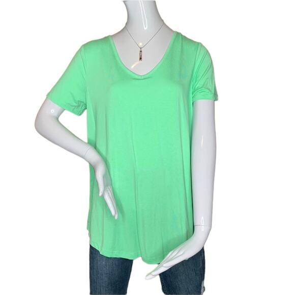JM Collection NWT Low cross laced back Top Short Sleeve Size M Pistachio Green - Picture 1 of 12